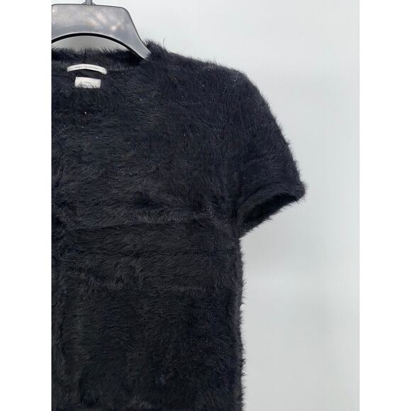 ZARA KNITWEAR Girls' Black Fuzzy Collection Pullover Short Sleeve Top SZ 11-12 - Picture 4 of 12